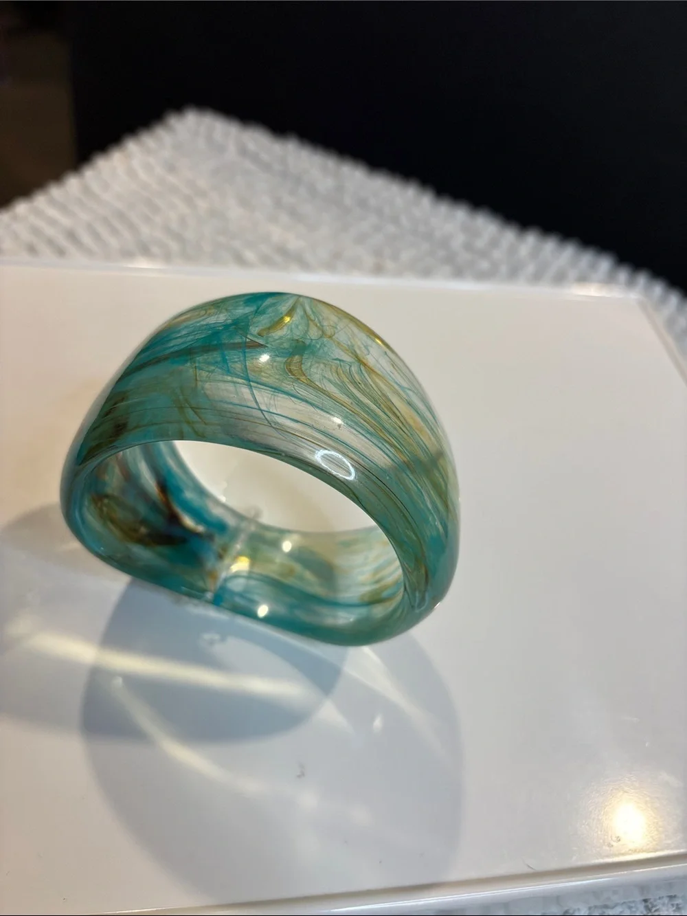 Free People Handmade Turquoise Swirl Resin Bangle Bracelet